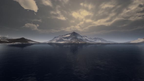 Mountains Covered with Ice in Antarctic Landscape alt