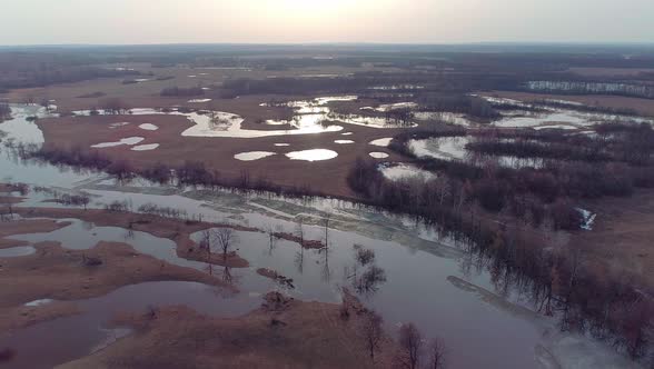 Aerial Video of a Spring Flood