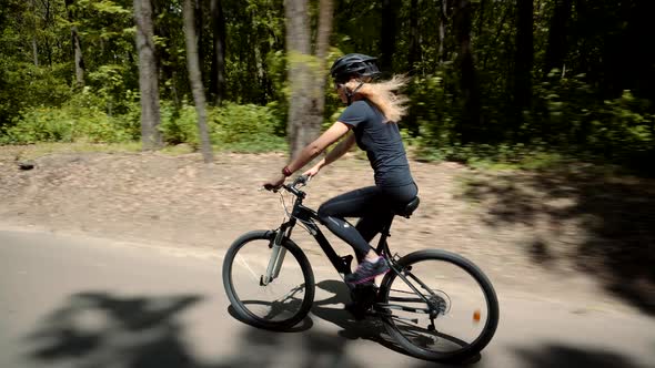 Cyclist Wearing Tights Workout. Vacation Holiday Fun Sport Recreation. Girl Cycling Bike.