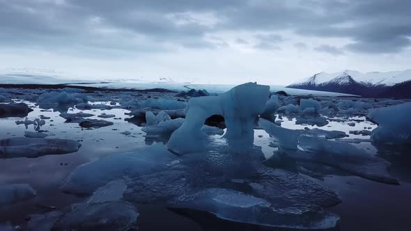 Aeroview Iceland Cinematic Glacier with Dramatic Atmosphere