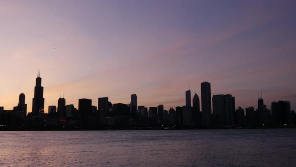Time lapse Chicago skyline sunset