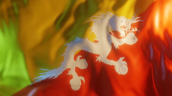 Bhutan Flag with Edge Bump