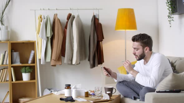 Sequence of Sick Man Talking to Doctor on Video Call