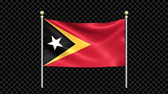 Flag Of East Timor Waving In Double Pole Looped