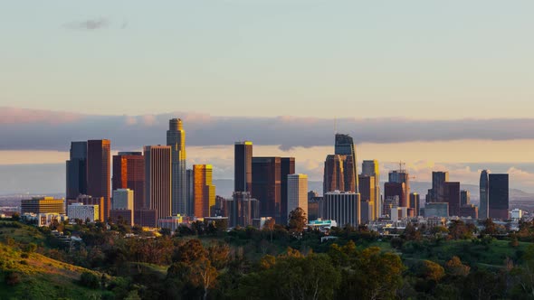 Time Lapse of the Los Angeles skyline at twilight