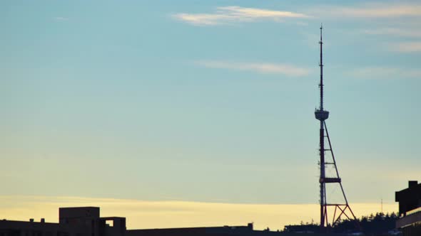 Vintage Style Georgia Capital Landmark Tv Tower Timelapse