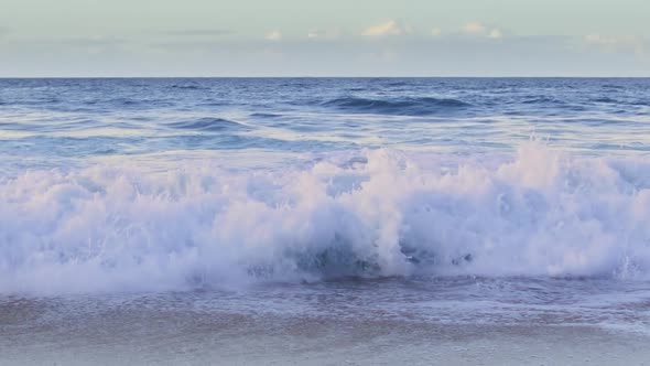 Majestic Lilac Sunset Reflection Shining Waves Slow Motion Splashing Pink Waves