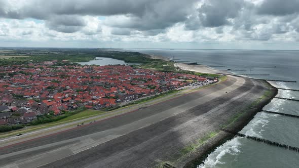 Westkapelle Province of Zeeland Seawall and Shoreline Urban City Aerial View