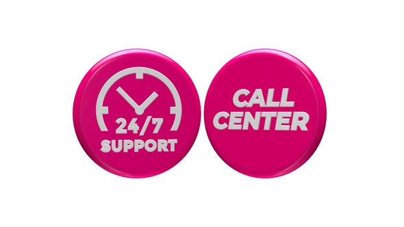 Pink Support 247 3D Icon Seamless Rotated V5