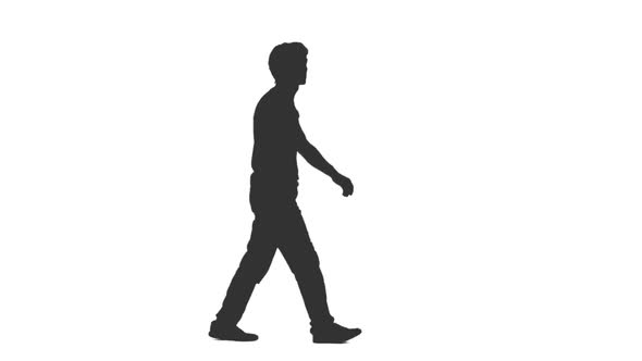 Silhouette of Walking Man in Casual Wear