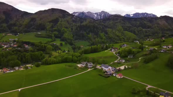 Beautiful view on the Mountains and a Village Drone Video