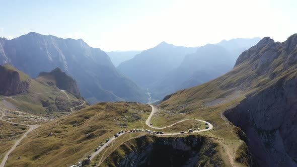 Flight above mountains peak in julian alps,Mangart,Triglav National Park