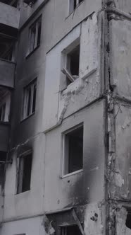 Vertical Video of a House Destroyed By the War in Ukraine