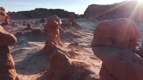 Utah Background Goblin Valley in Golden Sunrise Light Travel Destination Desert