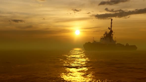 Great Fishing Boat and Sunset View