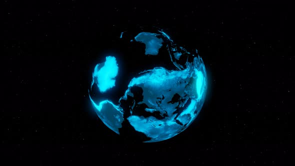 Hologram globe on dark space background.