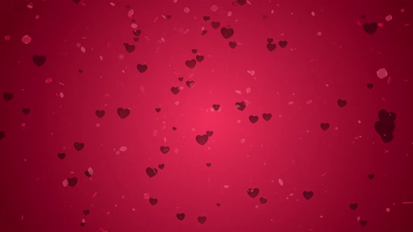 Valentine Day Love Red Heart Particle Falling Background