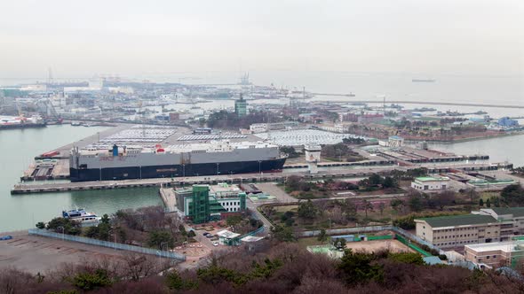 Trucking Ship in Transportation Korea, Incheon Port