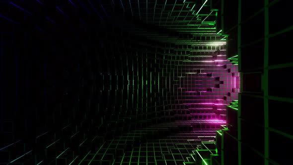 Circle Tunnel With Colored Cubes Vj Loop 4K