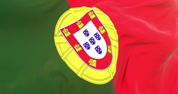 Realistic Portugal Flag Close Up 4K Loop