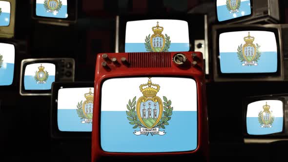 Flag of San Marino and Retro TV Sets.