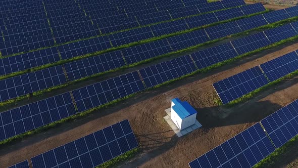 Beautiful Aerial Footage of a Solar Power Station in the Field Alternative