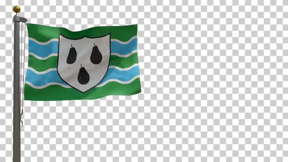Worcestershire City Flag (UK) on Flagpole with Alpha Channel - 4K