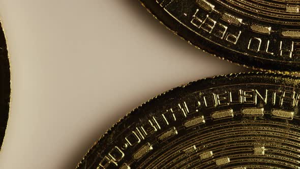 Rotating shot of Bitcoins