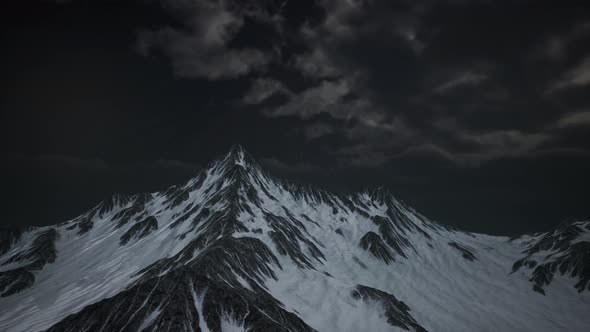 Mountains in Evening Cloudy Sky