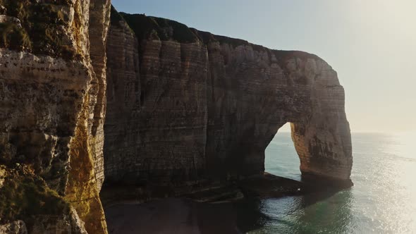 Natural Rocks on the Banks of the English Channel Forming Natural Arch Etretat