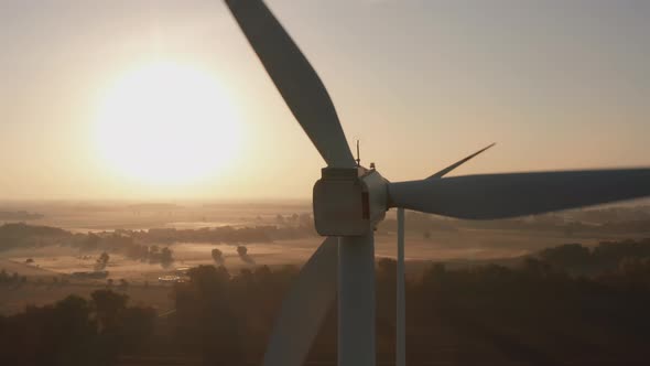 Aerial View of a Farm With Wind Turbines