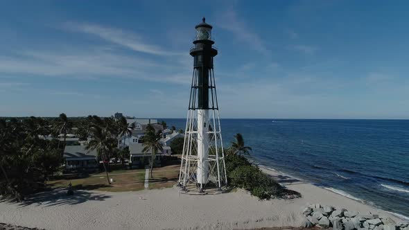 Aerial Footage Hillsboro Light House Inlet South Florida Coastline