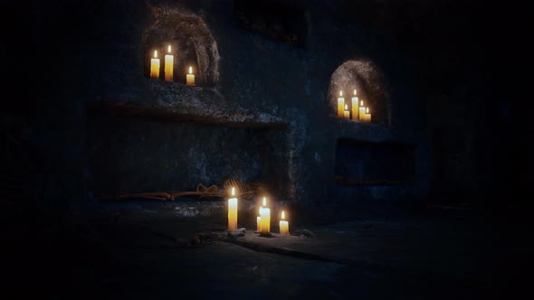 Old Dark Catacombs with Candles