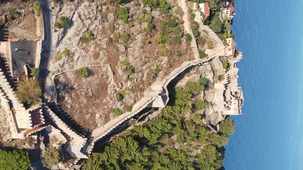 Vertical Video Alanya Castle  Alanya Kalesi Aerial View