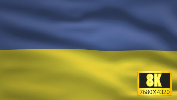 8K Ukraine Windy Flag Background