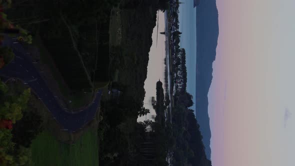 Vertical time lapse of Purangi River and valley at sunset in Cooks Bay, Coromandel Peninsula, Waikat