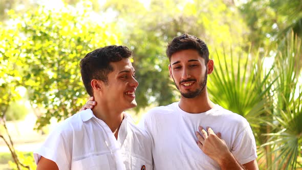 Young Gay Couple Embracing and Showing Their Love to Everyone