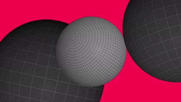 Abstract red background with dark gray sphere globe 3D circles