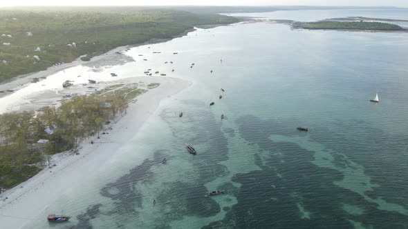 Boats in the Ocean Near the Coast of Zanzibar Tanzania Slow Motion