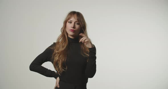 Woman In Black Looking Bored Before Clapping Hand