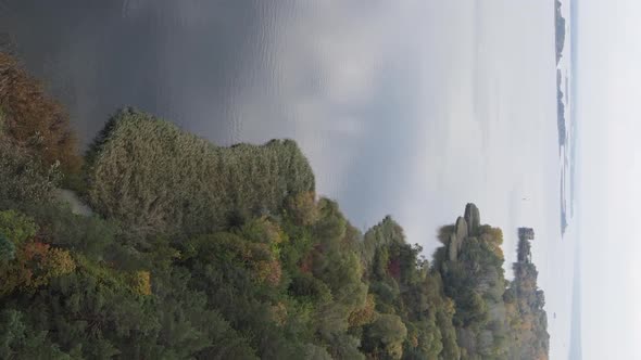 Vertical Video Aerial View of the Dnipro River  the Main River of Ukraine