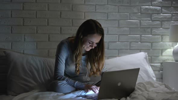 Distressed Woman Crying Typing Message to Online Doctor, Psychological Help