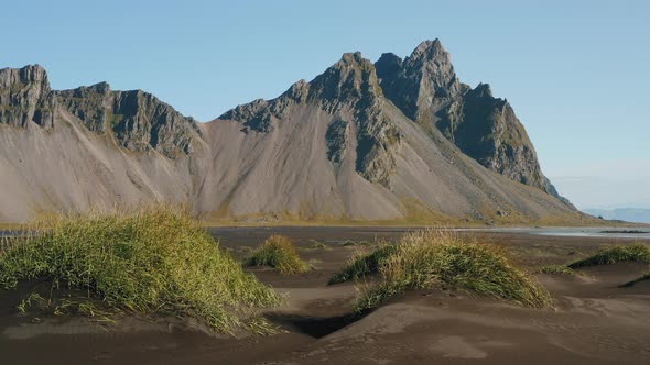 Drone Footage of Stokksnes Cape with Vestrahorn in Background