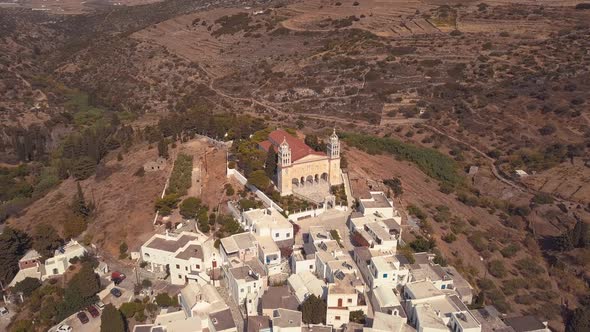 Overhead Aerial Drone Shot Revealing the Various Buildings of the Agricultural Village of Lefkes Gre