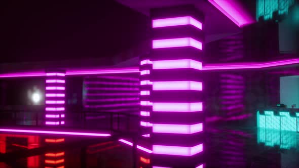Empty Night Club with Neon Lights alt