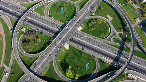 Freeway Intersection Traffic Trails in Moscow