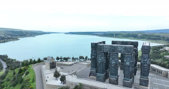 Tbilisi, Georgia - May 30 2022: Aerial view of Memorial History of Georgia