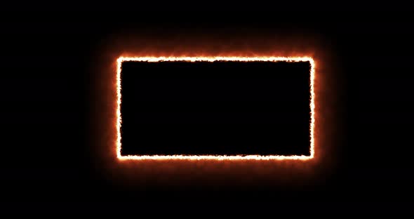 Fiery Yellow Red Rectangle on a Black Background