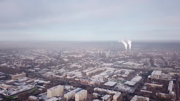 Shooting From a Drone Over the Big City of Almaty