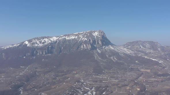 Winter scenery with Stol mountain top 4K drone video